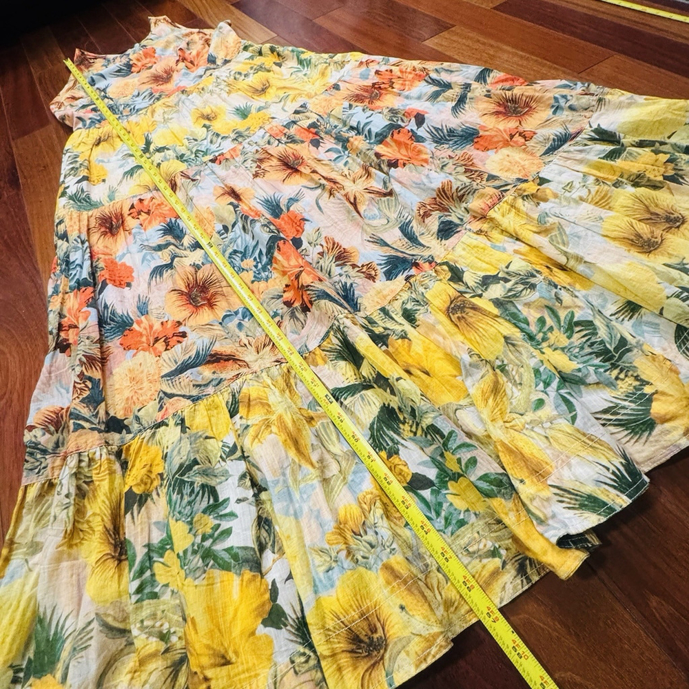 NWT Anthropologie Pilcro Halter Maxi Dress Size:XL Yellow Floral Tier Tropical - Picture 11 of 16